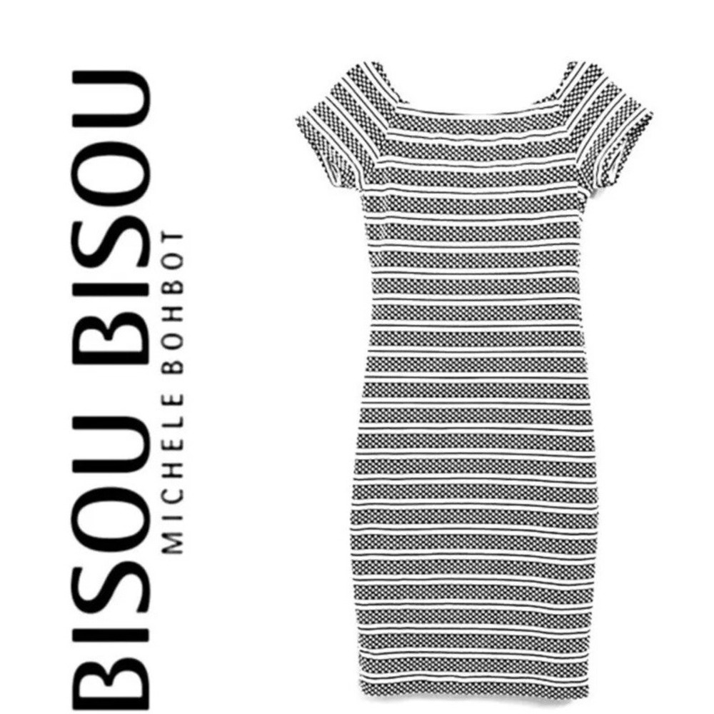 Bisou Bisou Michele Bohbot Dress‎ Womens 14 Black White Never Worn Slimming